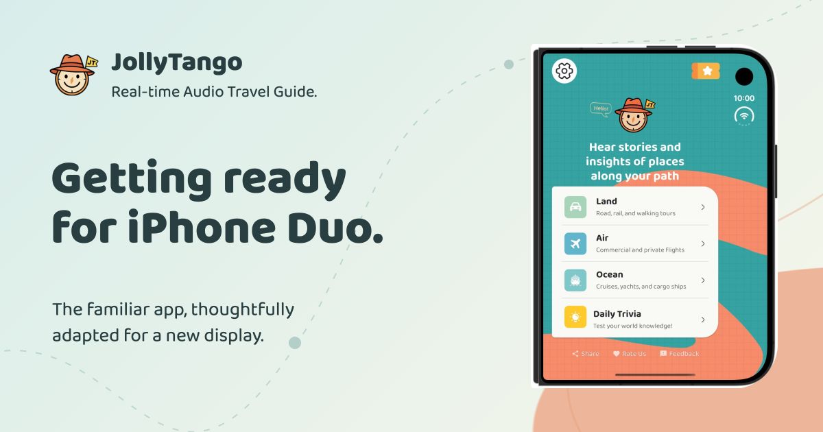 JollyTango preview with the Home screen from iPhone Duo simulator testing