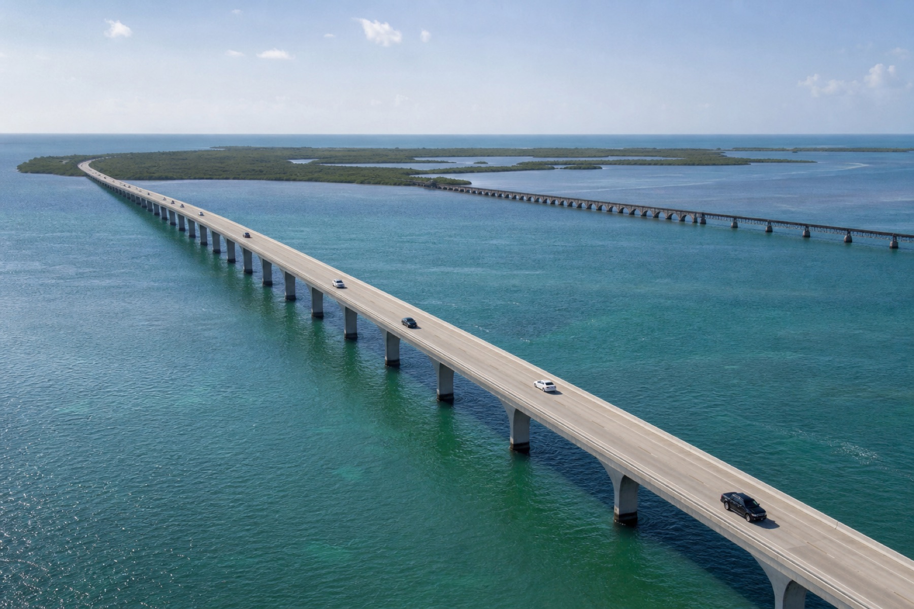 Overseas Highway bridge crossing turquoise Florida Keys water
